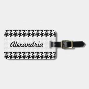 Houndstooth Black and White Decorative Art Mönster Bagagebricka