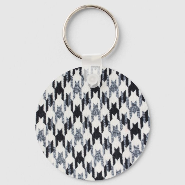 Houndstooth black and white mönster nyckelring (Framsida)