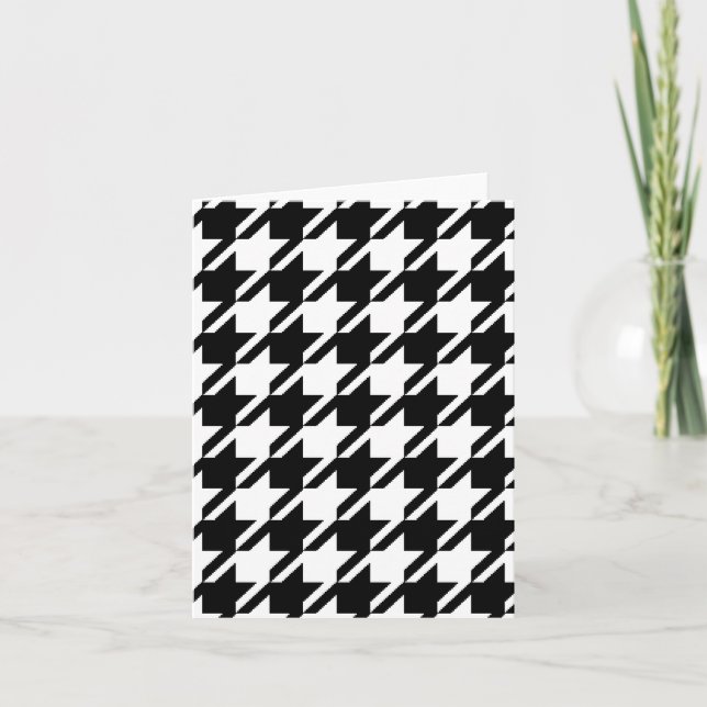 Houndstooth Black and White Note Card Kort (Framsida)