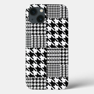 Houndstooth Black and White Patchwork Mönster
