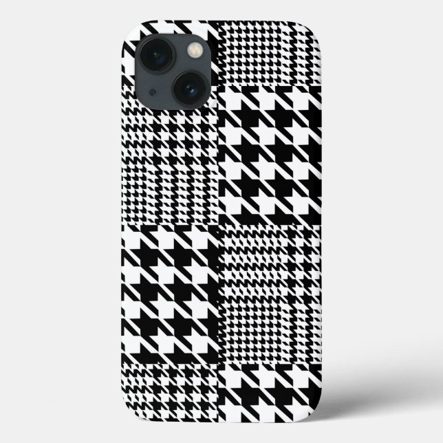 Houndstooth Black and White Patchwork Mönster (Baksida)
