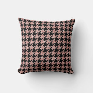 Houndstooth Black Rosa Glitter Kudde