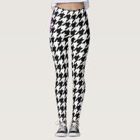Houndstooth - Black White - Emo - Leggings
