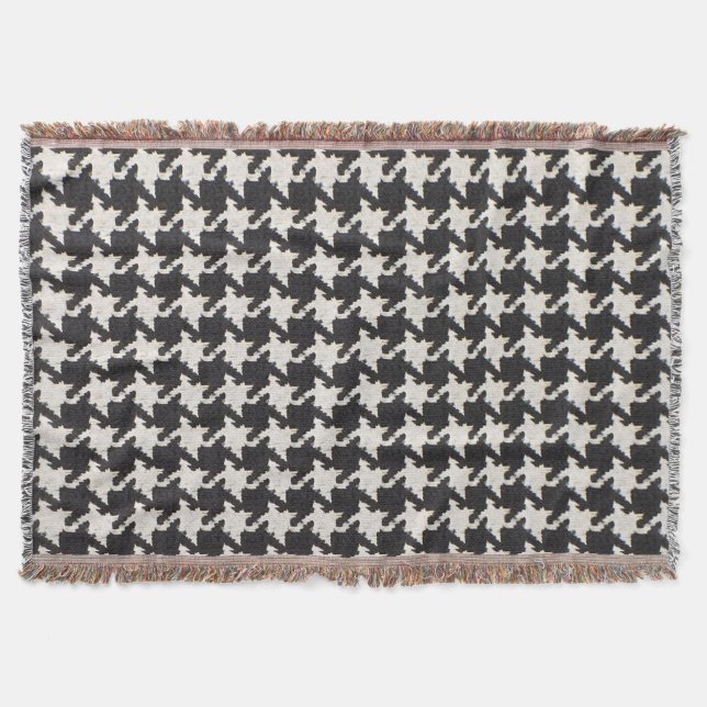 Houndstooth Black White Pattern Filt (Framsidan)
