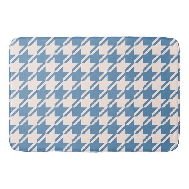 Houndstooth Blue+Cream Mönster Badrumsmatta (Framsidan)