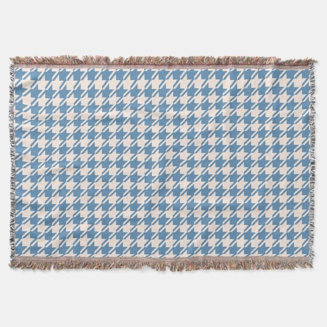 Houndstooth Blue+Cream Mönster Filt (Framsidan)