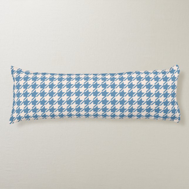 Houndstooth Blue+Cream Mönster Kroppskudde (Framsidan)