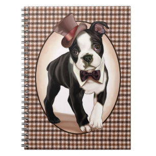 Houndstooth Boston Terrier Anteckningsbok