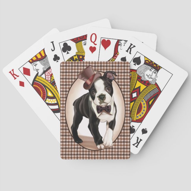 Houndstooth Boston Terrier Casinokort (Baksidan)