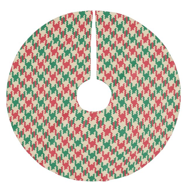 Houndstooth check mönster, hund tanddesign. julgransmatta borstad polyester (Framsidan)