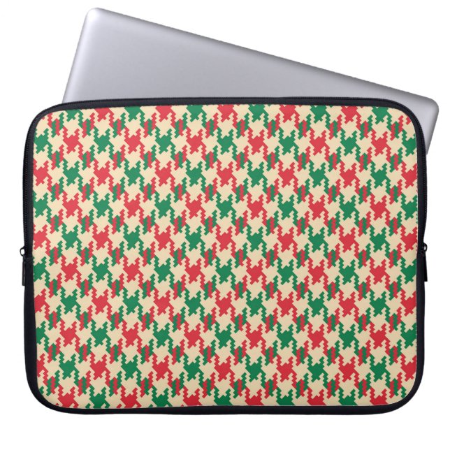 Houndstooth check mönster, hund tanddesign. laptop fodral (Framsidan)
