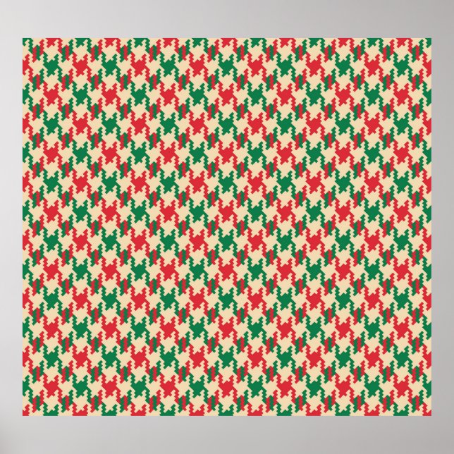 Houndstooth check mönster, hund tanddesign. poster (Framsidan)