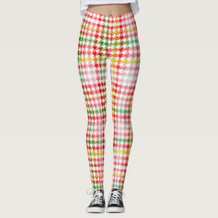 Houndstooth Classic Red Grönt Gult Play Leggings