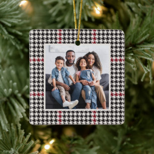 Houndstooth Classired Black Ett foto Jul Julgransprydnad Keramik