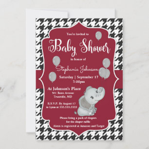 Houndstooth Elephant Baby Shower-inbjudan Inbjudningar