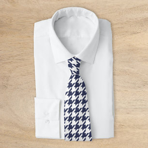 Houndstooth för marin och vit klassisk houndstooth slips