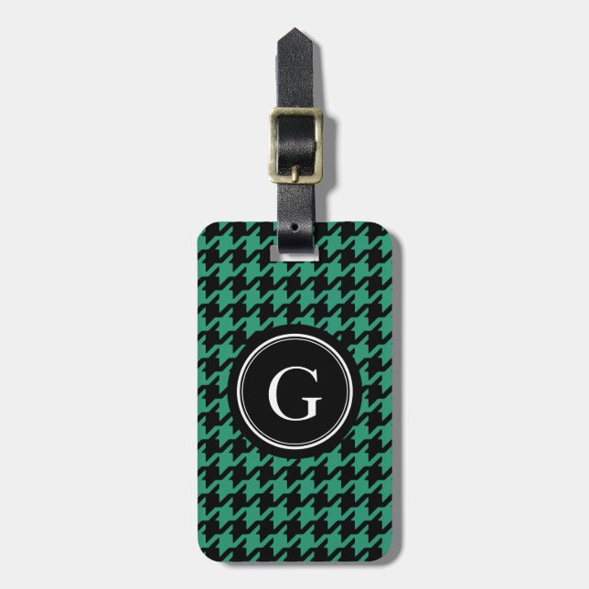 Houndstooth för trendig av snyggt med monogram bagagebricka (Vertikal Framsida)