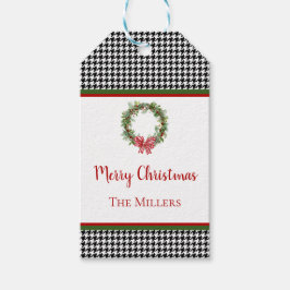 Houndstooth Gräns Helgdag Gift Märkre Presentetikett