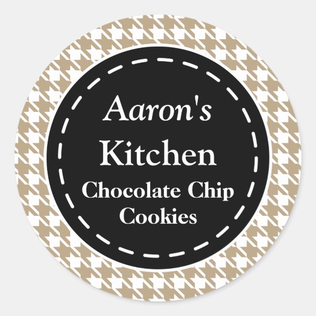 Houndstooth Kitchen Stickers Runt Klistermärke (Framsida)