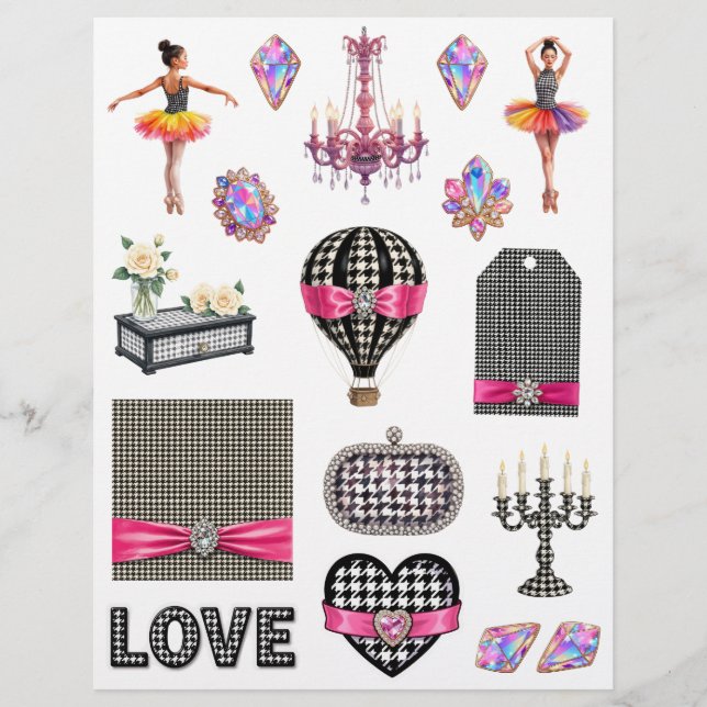 Houndstooth-konst Urklippsark för Scrapbooking (Framsida)
