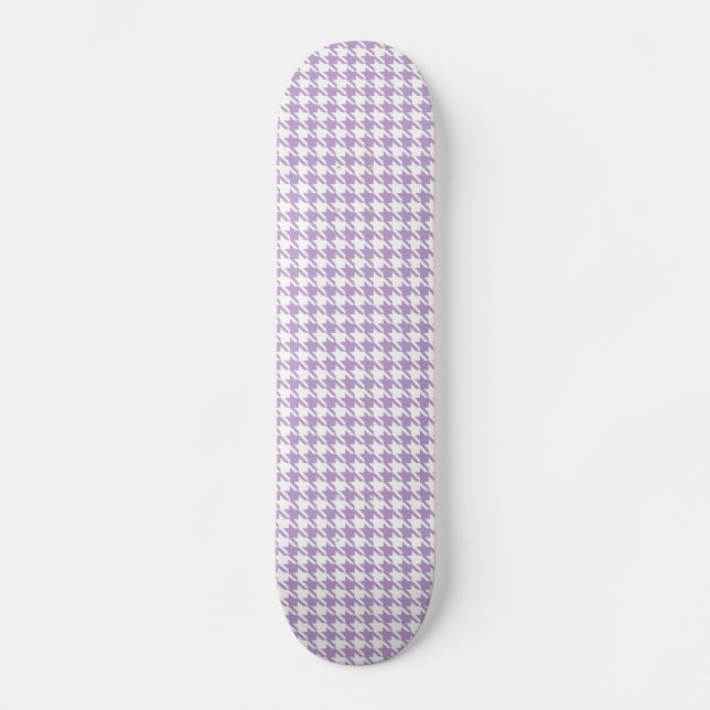 Houndstooth Lilac och White Skateboard Bräda 20 Cm (Framsida)