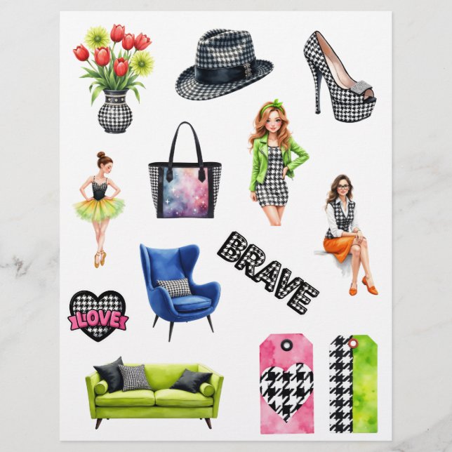 Houndstooth Mode Scrapbook Pappersutklipp (Framsida)