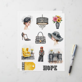 Houndstooth Mode Tematiserade Urklipps Papper För