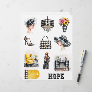 Houndstooth Mode Tematiserade Urklipps Papper För