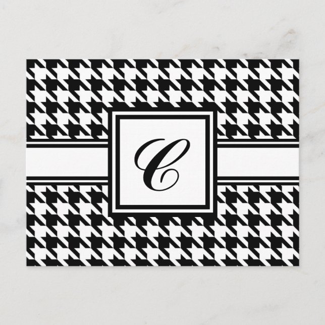 Houndstooth Monogram Postkort Vykort (Framsida)