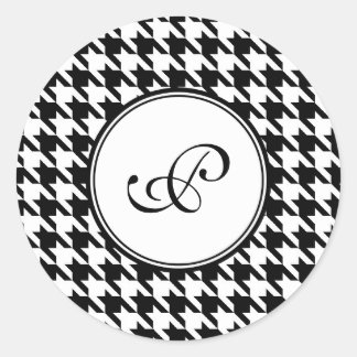 Houndstooth Monogram Stickers Runt Klistermärke