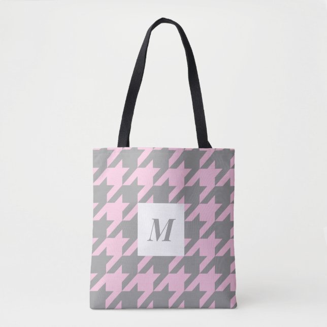  Houndstooth Monogrammed Tote Bag Tygkasse (Framsida)
