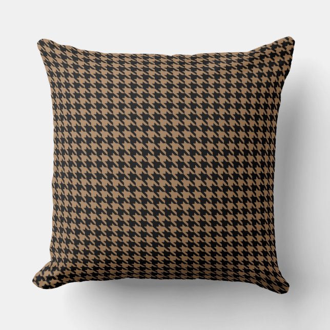 Houndstooth mönster black och guld kudde (Framsida)