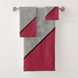 Houndstooth Mönster, Black Rand, Burgundy