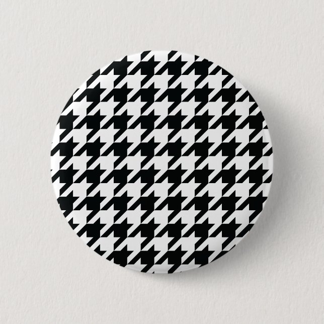 Houndstooth Mönster Black White Knapp (Framsida)