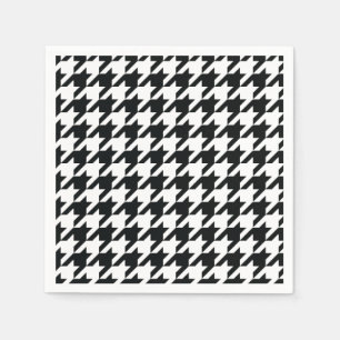 Houndstooth Mönster Black White Pappersservett