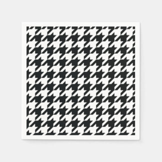 Houndstooth Mönster Black White Pappersservett