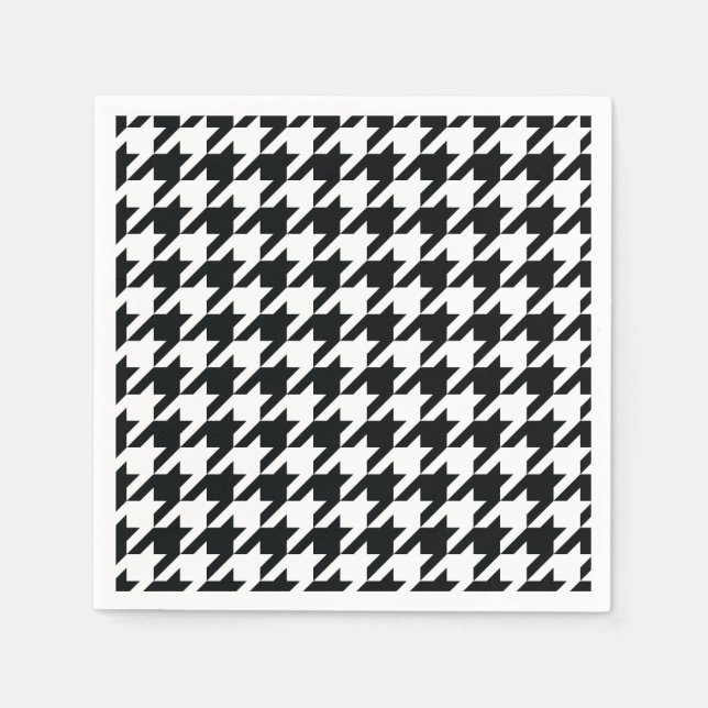 Houndstooth Mönster Black White Pappersservett (Framsidan)