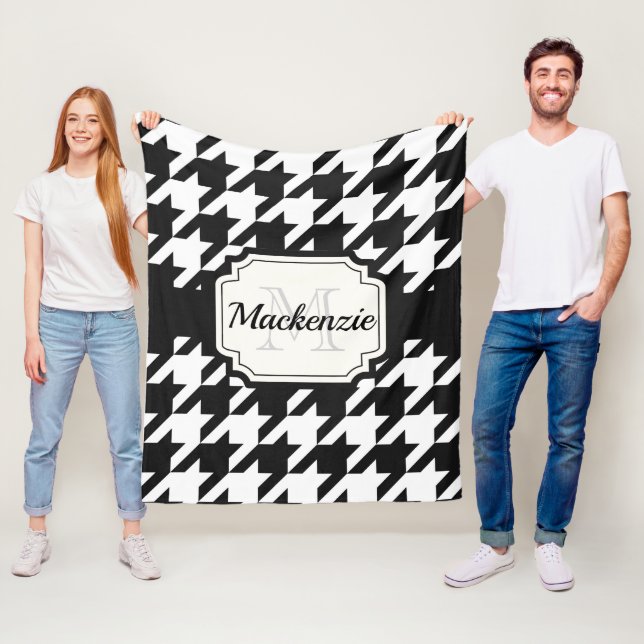 Houndstooth mönster fleecefilt (På plats)