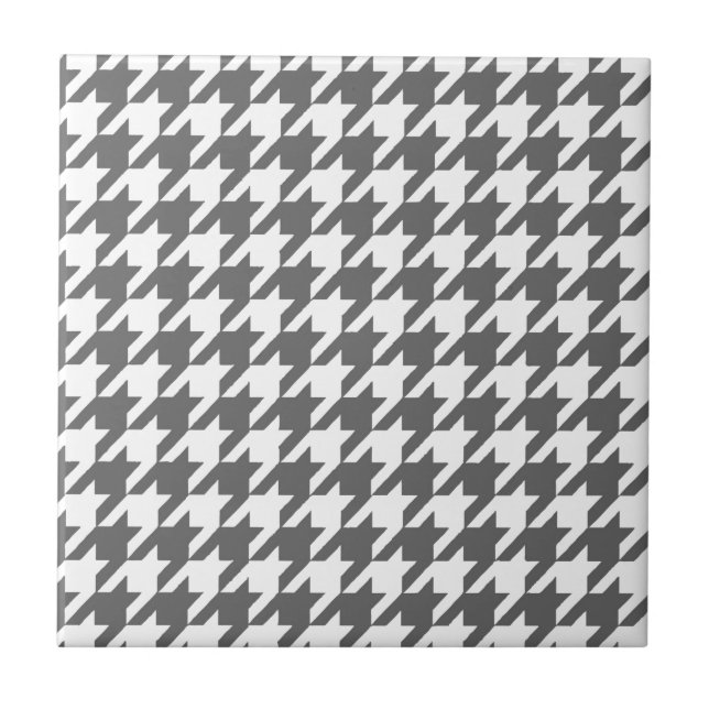 Houndstooth mönster grått-panel kakelplatta (Framsidan)