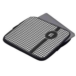 Houndstooth Mönster med Monogram Laptop Sleeve