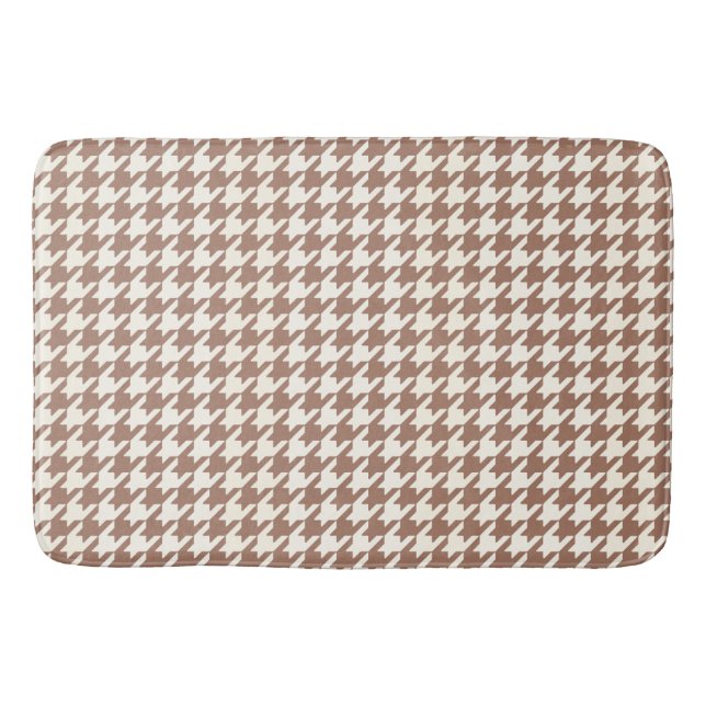 Houndstooth-mönster Mocha-mousse och vit Badrumsmatta (Framsidan)