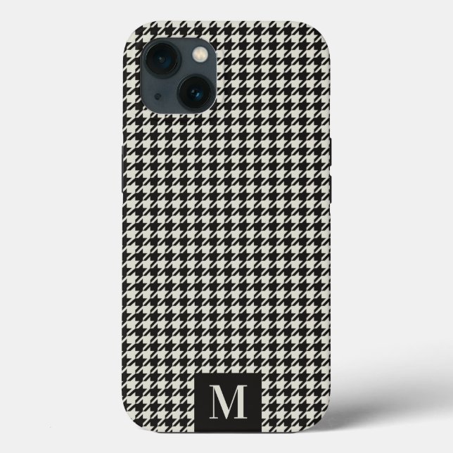 Houndstooth-mönster Monogram iPhone-fodral (Baksida)