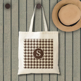 Houndstooth Mönster Mörk Brown Tygkasse
