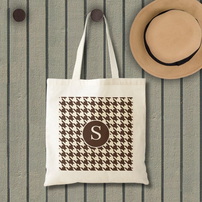 Houndstooth Mönster Mörk Brown Tygkasse (Skapare uppladdad)