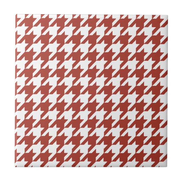 Houndstooth mönster röd och vit ruta kakelplatta (Framsidan)