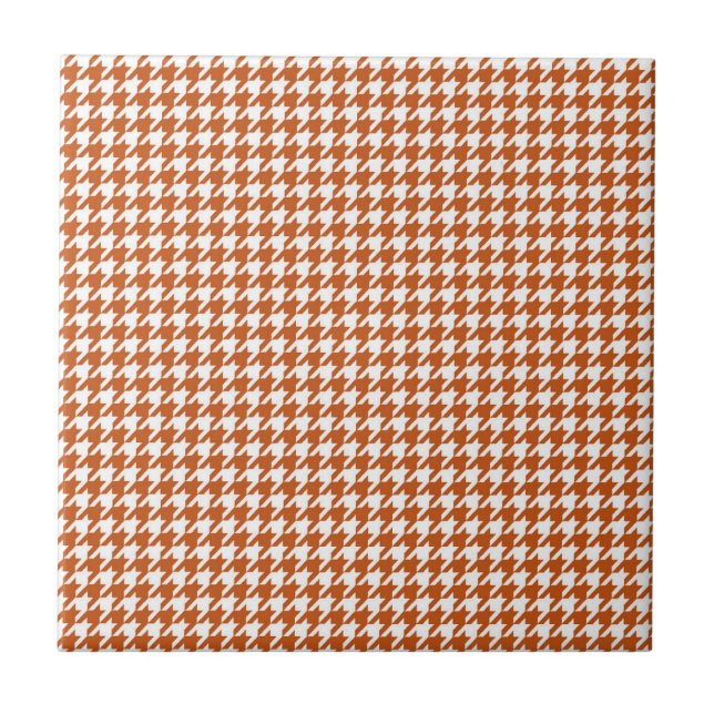 Houndstooth mönster rust orange kakelplatta (Framsidan)