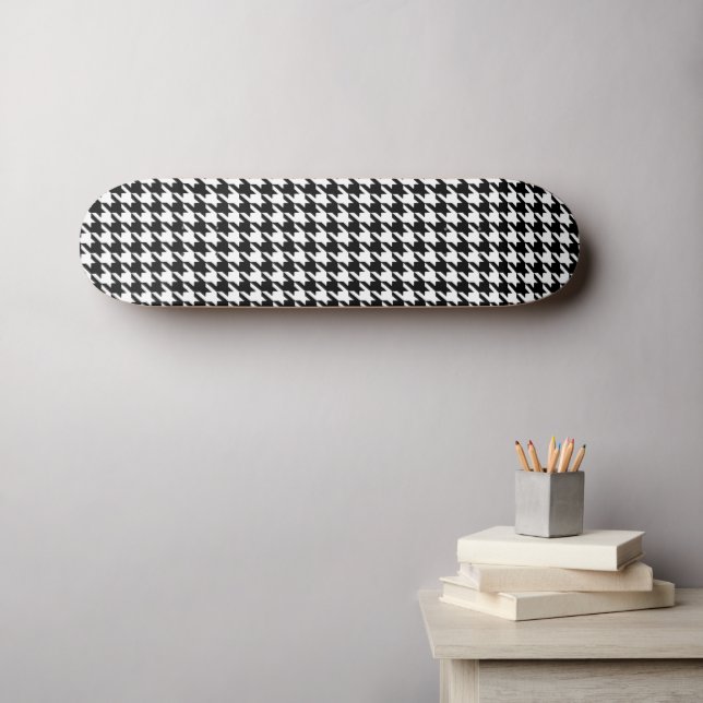 Houndstooth mönster svartvitt mini skateboard bräda 18,5 cm (Väggkonst (Horz))
