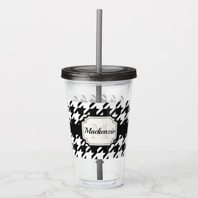 Houndstooth Mönster Take Away Mugg (Framsida)