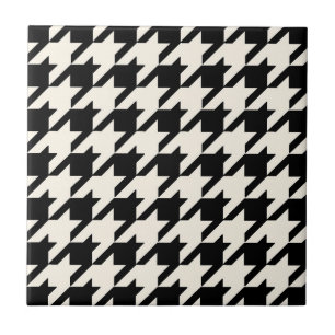 Houndstooth mönstersvart och kräm kakelplatta