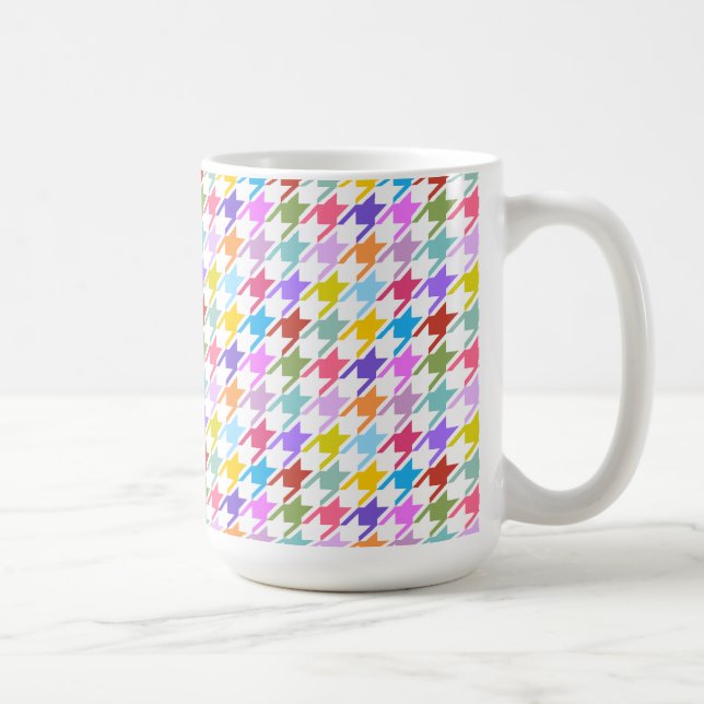 Houndstooth Multifärgad+White Mönster Kaffemugg (Höger)